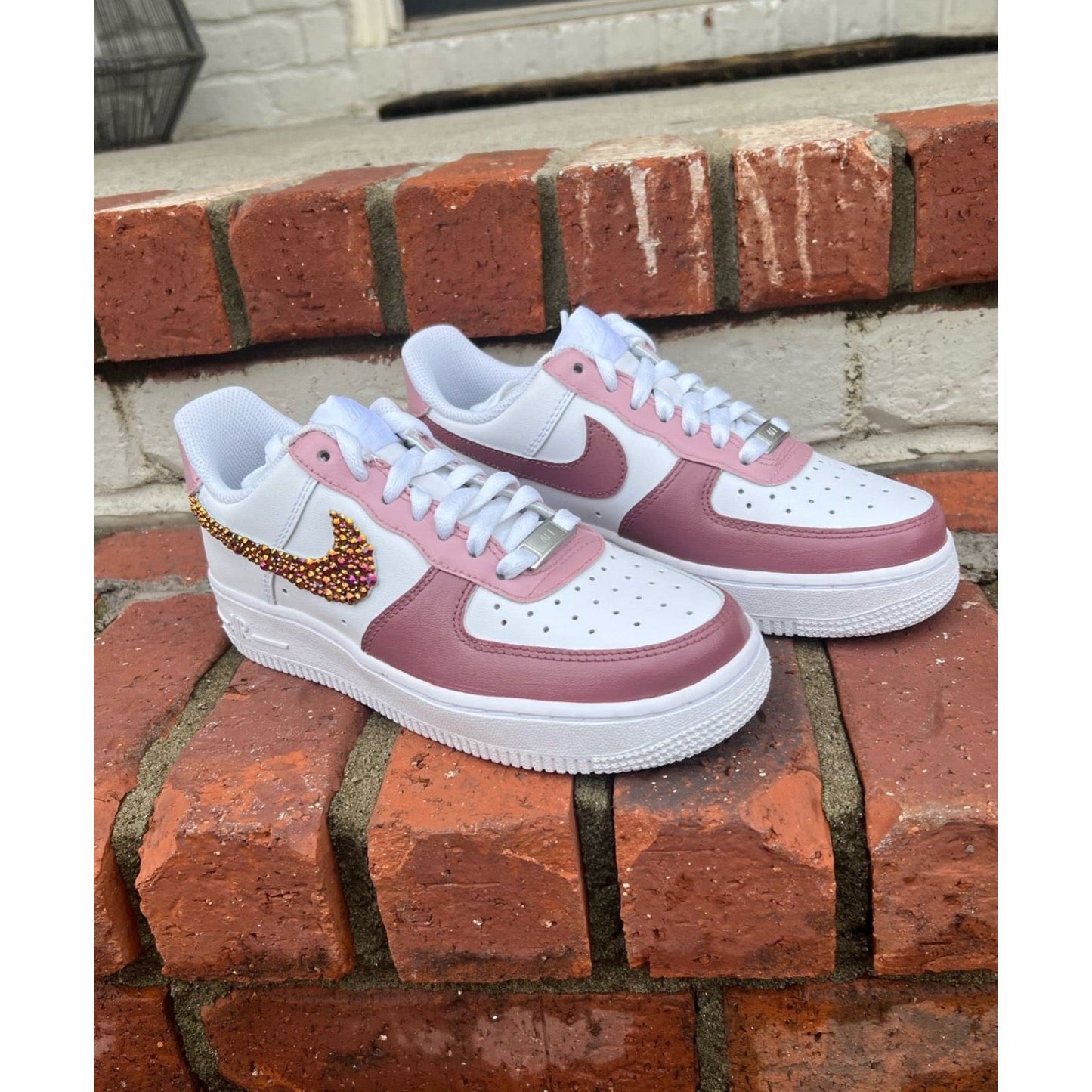 Custom painted and strassed Nike Air Force Ones